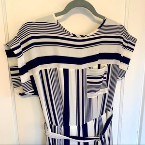 Blue and White Striped Pant Jumpsuit